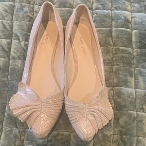 Kate Spade Shimmering Cream Flats with Bow Detail